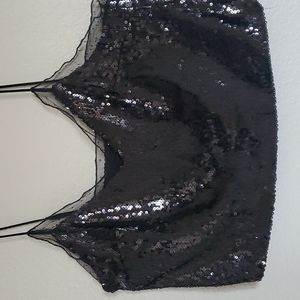 Black sequence crop top